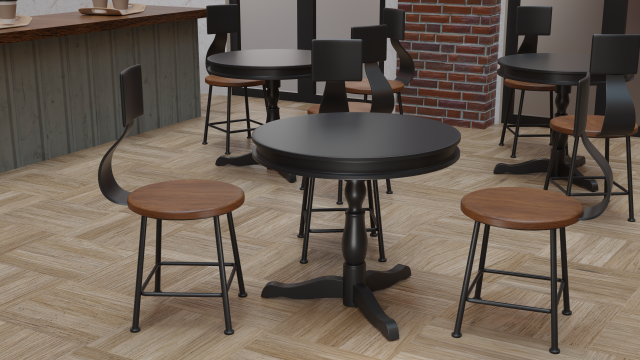 Coffee Shop Chair and Table 3D 模型 .c4d .max .obj .3ds .fbx .stl .blend 