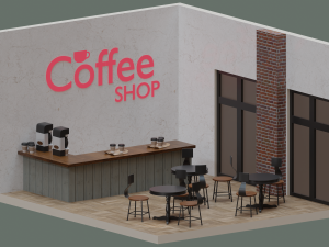 Coffee Shop Chair and Table 3D 模型