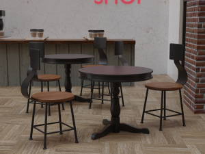 Coffee Shop Chair and Table 3D 模型