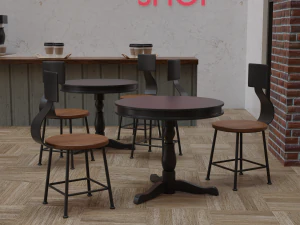 Coffee Shop Chair and Table 3D Model