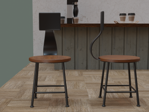 Coffee Shop Chair and Table 3D 模型