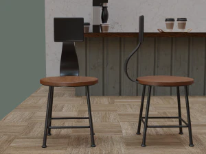 Coffee Shop Chair and Table 3D Model