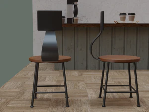 Coffee Shop Chair and Table 3D Model