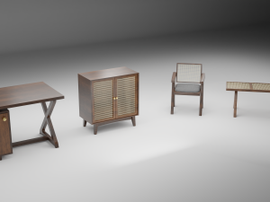 Chandigarh Furniture Table chair cabinet bench 3D मॉडल