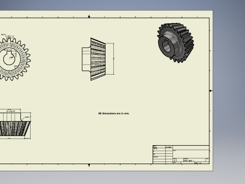 Bevel Gear Precision with Technical Drawing Model Cetak 3D