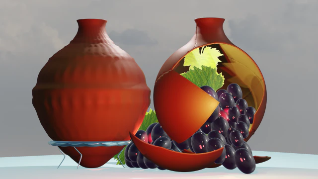 Qvevri Georgian wine jug With grapes inside Can be used for 3D printer for souvenirs 3D Model .c4d .max .obj .3ds .fbx .stl .blend 