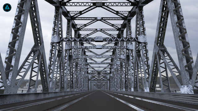 Multi-span Rail cum Road Bridge Modello 3D .c4d .max .obj .3ds .fbx .stl .blend 