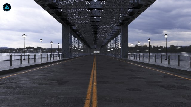 Low Poly Suspension Type Balanced Cantilever Bridge 3D Model .c4d .max .obj .3ds .fbx .stl .blend 