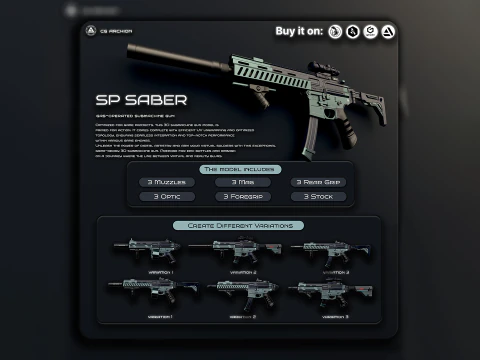 SPセイバーSMGローポリ 3Dモデル