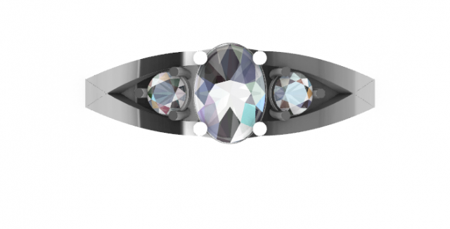 Three Gems Split Ring Modello di stampa 3D .c4d .max .obj .3ds .fbx .stl .blend 