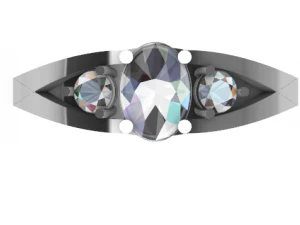 Three Gems Split Ring 3D Print Model