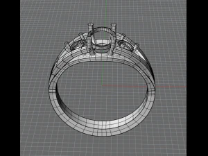 Three Gems Split Ring 3D Print Model