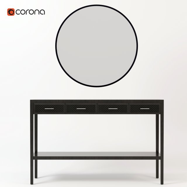 Black wood console 3D मॉडल .c4d .max .obj .3ds .fbx .stl .blend 
