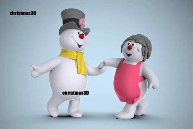 Frosty the Snowman and Crystal Figure Fun Art 3D 3D Model .c4d .max .obj .3ds .fbx .stl .blend