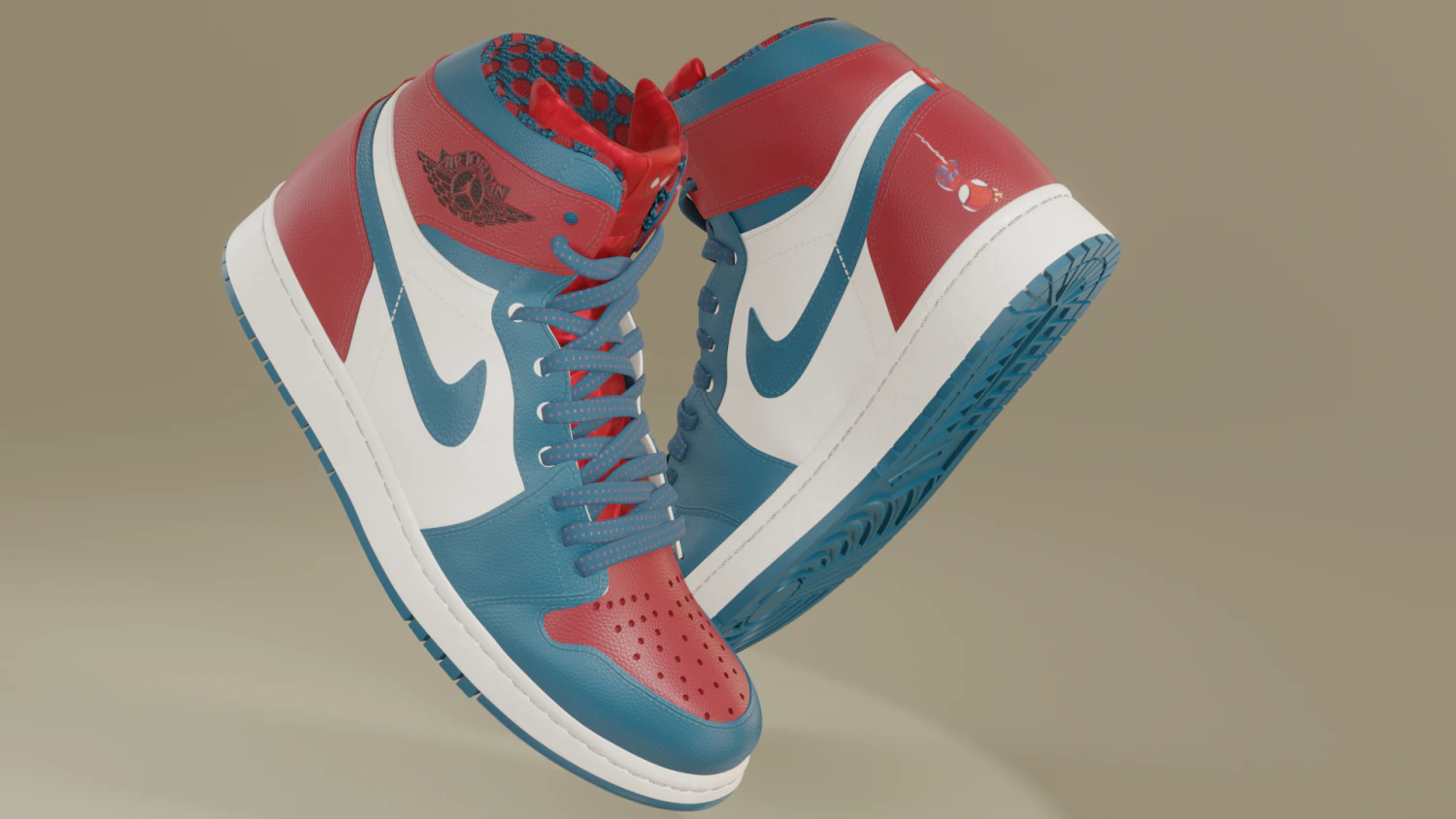 Air Jordan 1 Spider-Man 3D Model .c4d .max .obj .3ds .fbx .stl .blend 