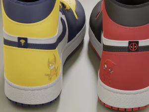 Air Jordan 1 Deadpool vs Wolverine 3D Model