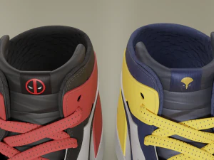Air Jordan 1 Deadpool vs Wolverine 3D Model