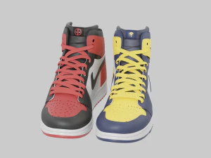 Air Jordan 1 Deadpool vs Wolverine 3D Model
