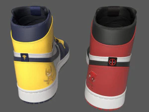 Air Jordan 1 Deadpool vs Wolverine 3D Model