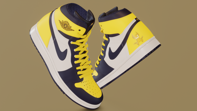 Air Jordan 1 Wolverine 3D Модель .c4d .max .obj .3ds .fbx .stl .blend