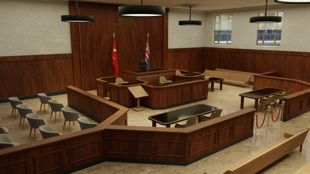 Court Room 3D Model .c4d .max .obj .3ds .fbx .stl .blend 
