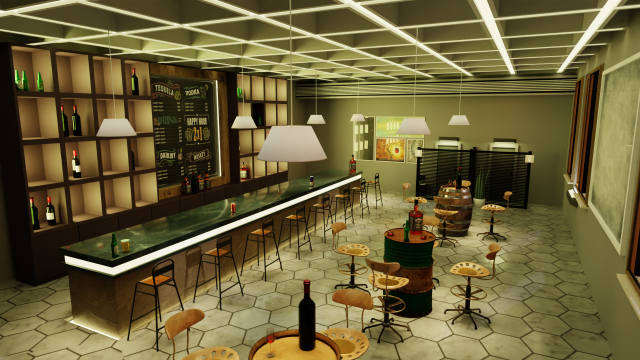 Pub-Bar Interior Model 3D .c4d .max .obj .3ds .fbx .stl .blend 