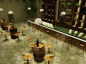 Паб-Бар Интерьер 3D Модель