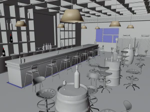 Паб-Бар Интерьер 3D Модель