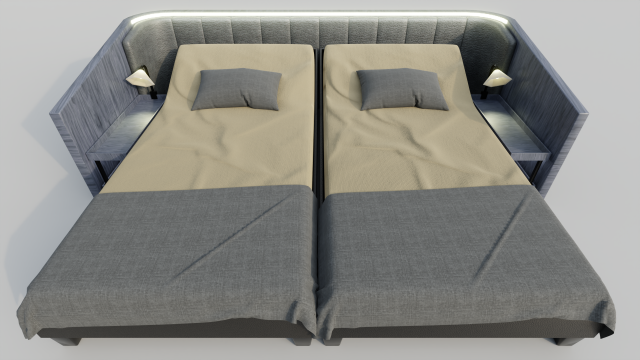 Abstract Double Bed 3D 模型 .c4d .max .obj .3ds .fbx .stl .blend 