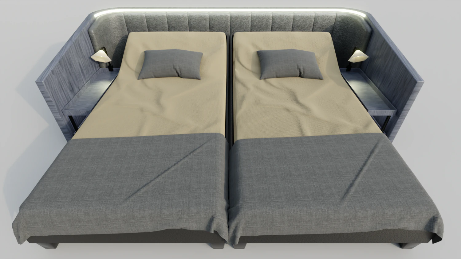 Abstract Double Bed 3D Model .c4d .max .obj .3ds .fbx .stl .blend