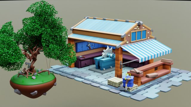 Lumberjack Shop Model 3D .c4d .max .obj .3ds .fbx .stl .blend 