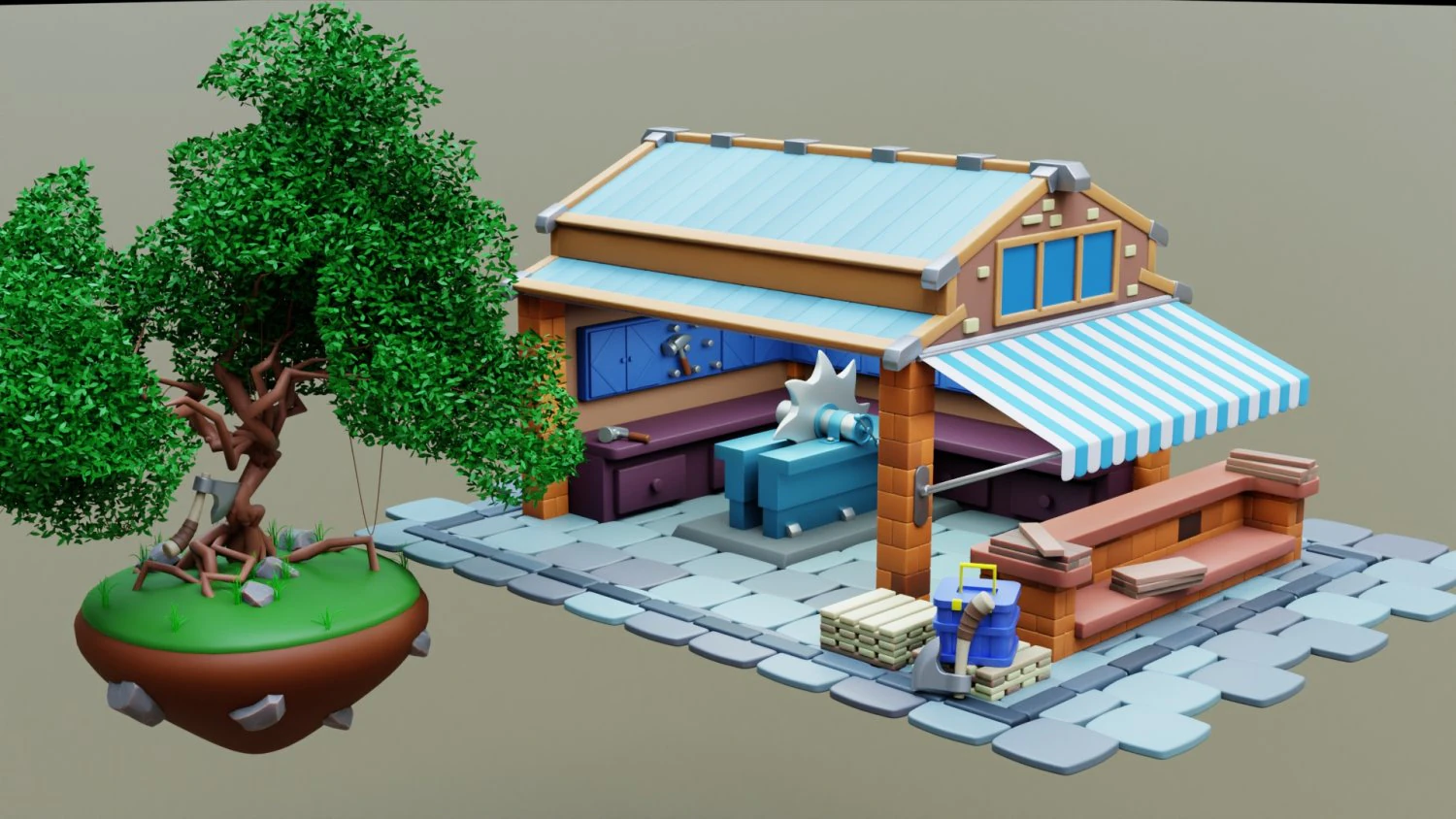 Lumberjack Shop 3D Model .c4d .max .obj .3ds .fbx .stl .blend 