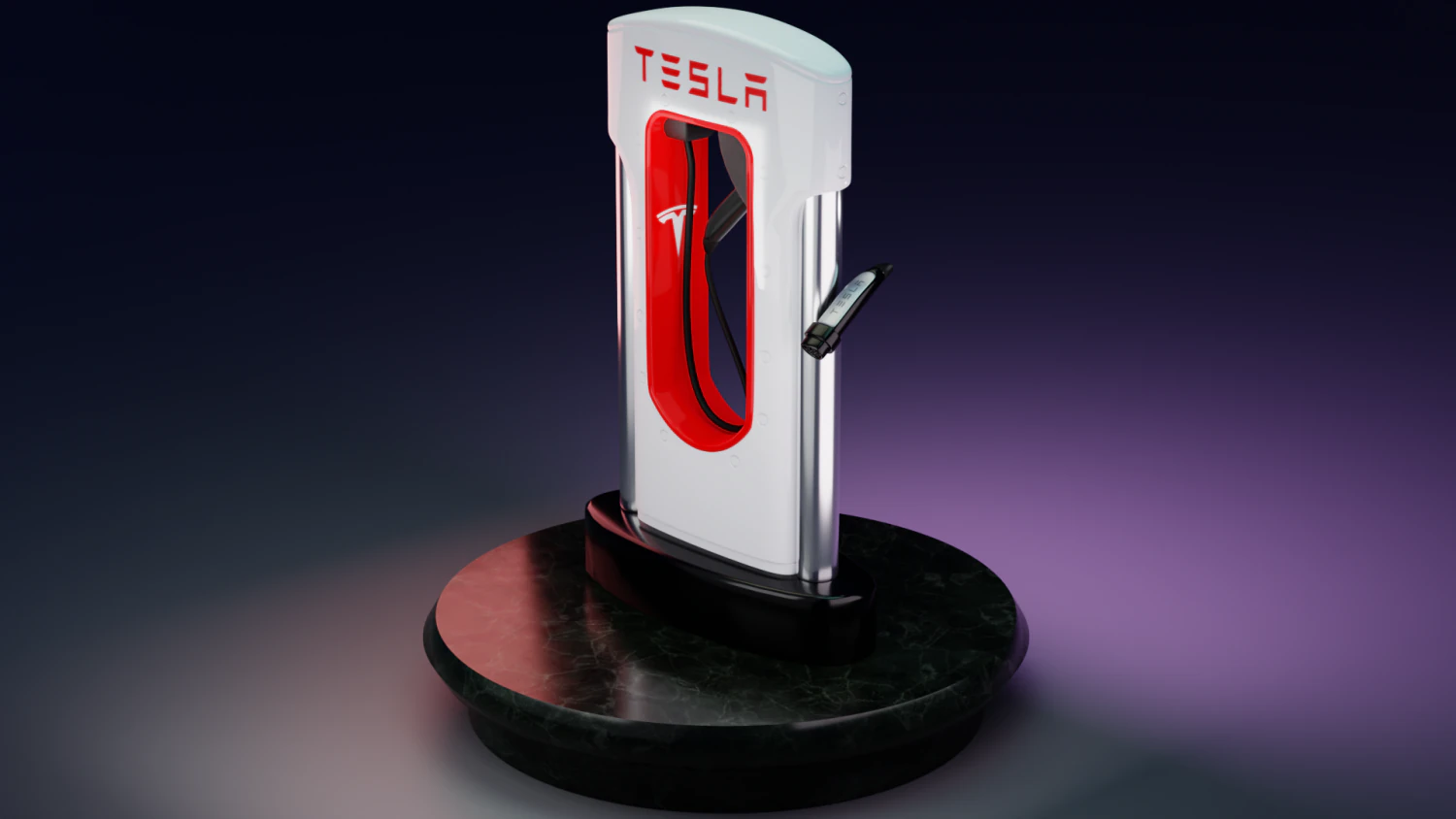 Tesla Charging Station 3D Model .c4d .max .obj .3ds .fbx .stl .blend