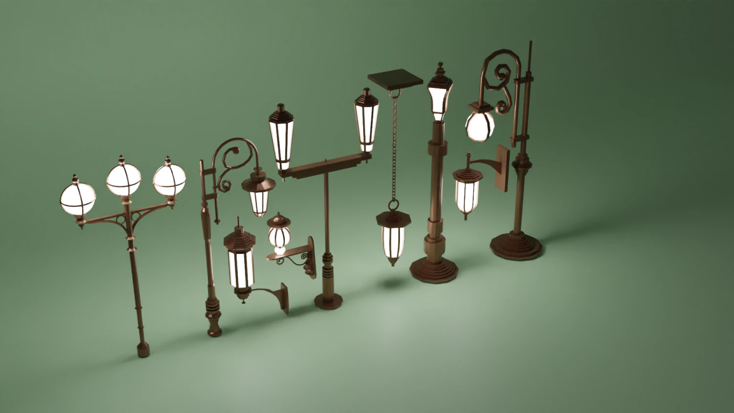 Street Lamp Pack 3D Model .c4d .max .obj .3ds .fbx .stl .blend 