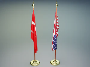 T&uuml;rk ve Amerikan Bayrak Direkleri 3D Model