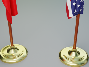 Turkish and American Flagpoles 3Dモデル