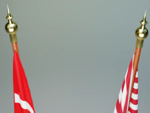 Turkish and American Flagpoles 3D Model