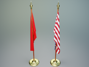 Turkish and American Flagpoles 3Dモデル
