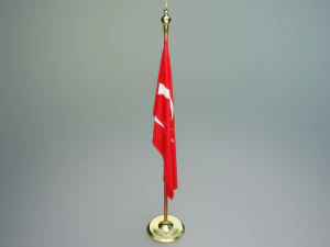 Turkish and American Flagpoles 3D Model
