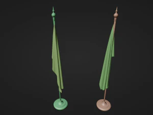 Turkish and American Flagpoles 3D Model