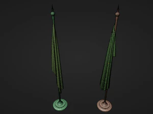 Turkish and American Flagpoles 3D Model