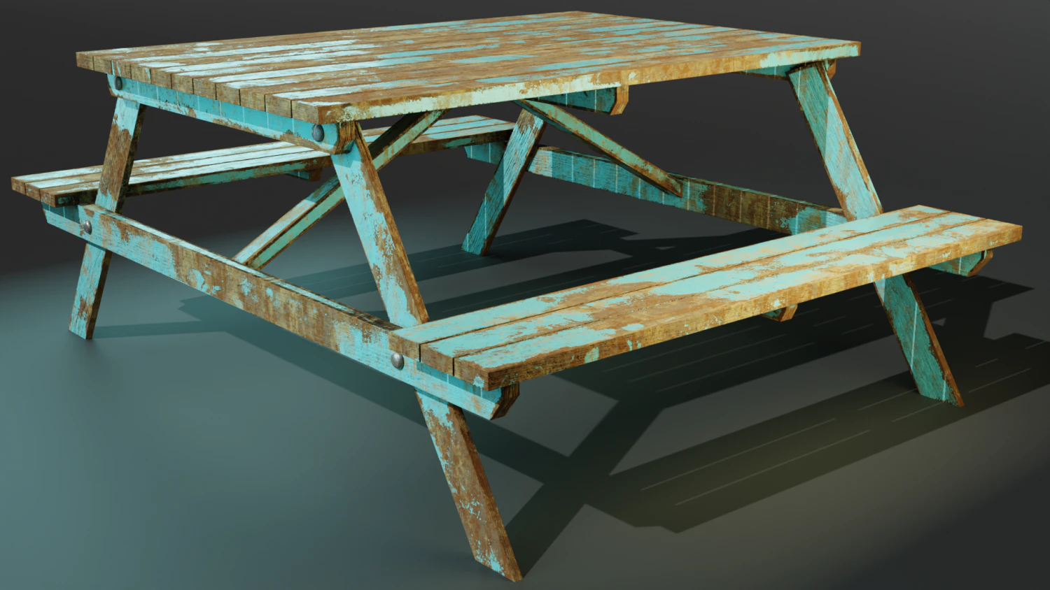 Picnic Table 3D Model .c4d .max .obj .3ds .fbx .stl .blend
