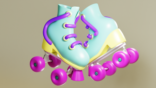 Cartoon Roller Skates 3D Модель .c4d .max .obj .3ds .fbx .stl .blend 