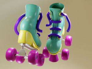 Cartoon Roller Skates 3D Model