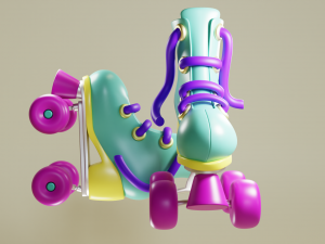 Cartoon Roller Skates 3D Модель