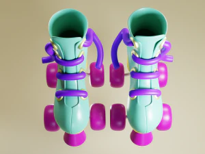 Cartoon Roller Skates 3D Model