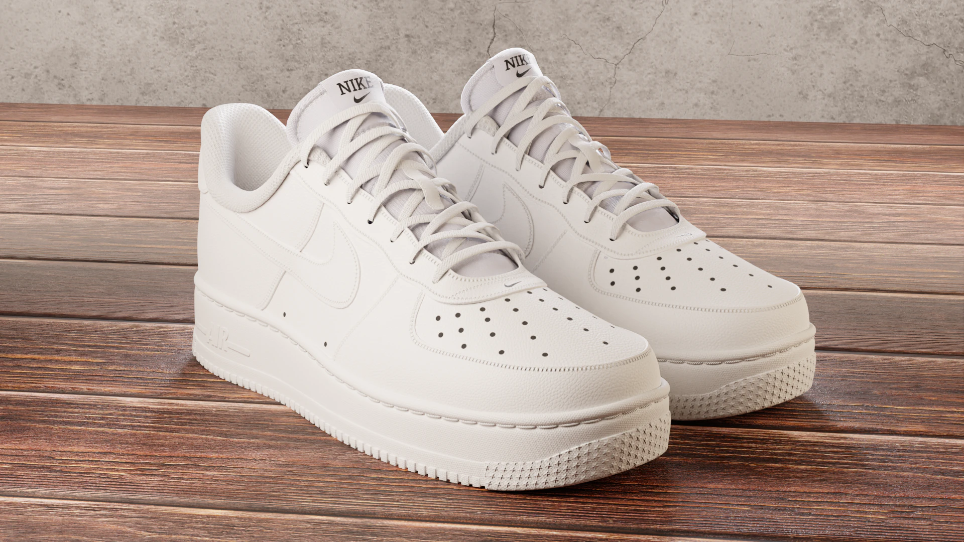 Air Force 1 White 3D Model .c4d .max .obj .3ds .fbx .stl .blend 