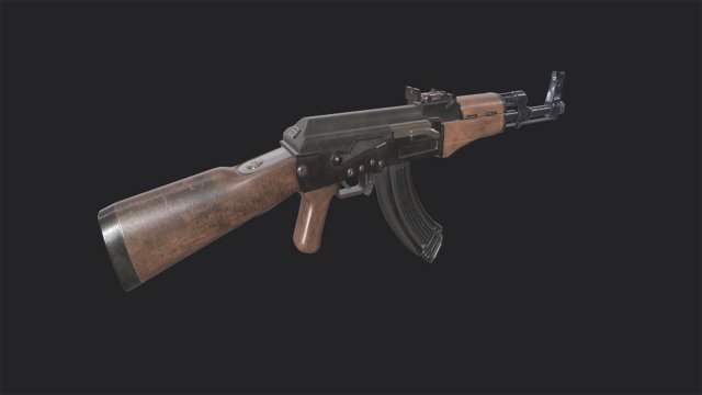 Assault Rifle AK-47 - Asset Weapon 3D Model .c4d .max .obj .3ds .fbx .stl .blend 