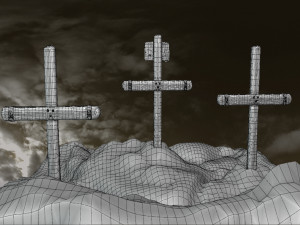 Diorama -The 3 Crosses - Jesus Christ 3D Model