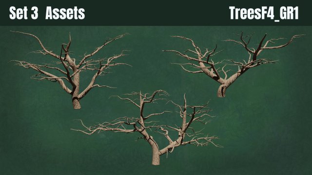Trees F4 GR1 Pack - Unleafs Assets Nature Env 3D 모델 .c4d .max .obj .3ds .fbx .stl .blend 